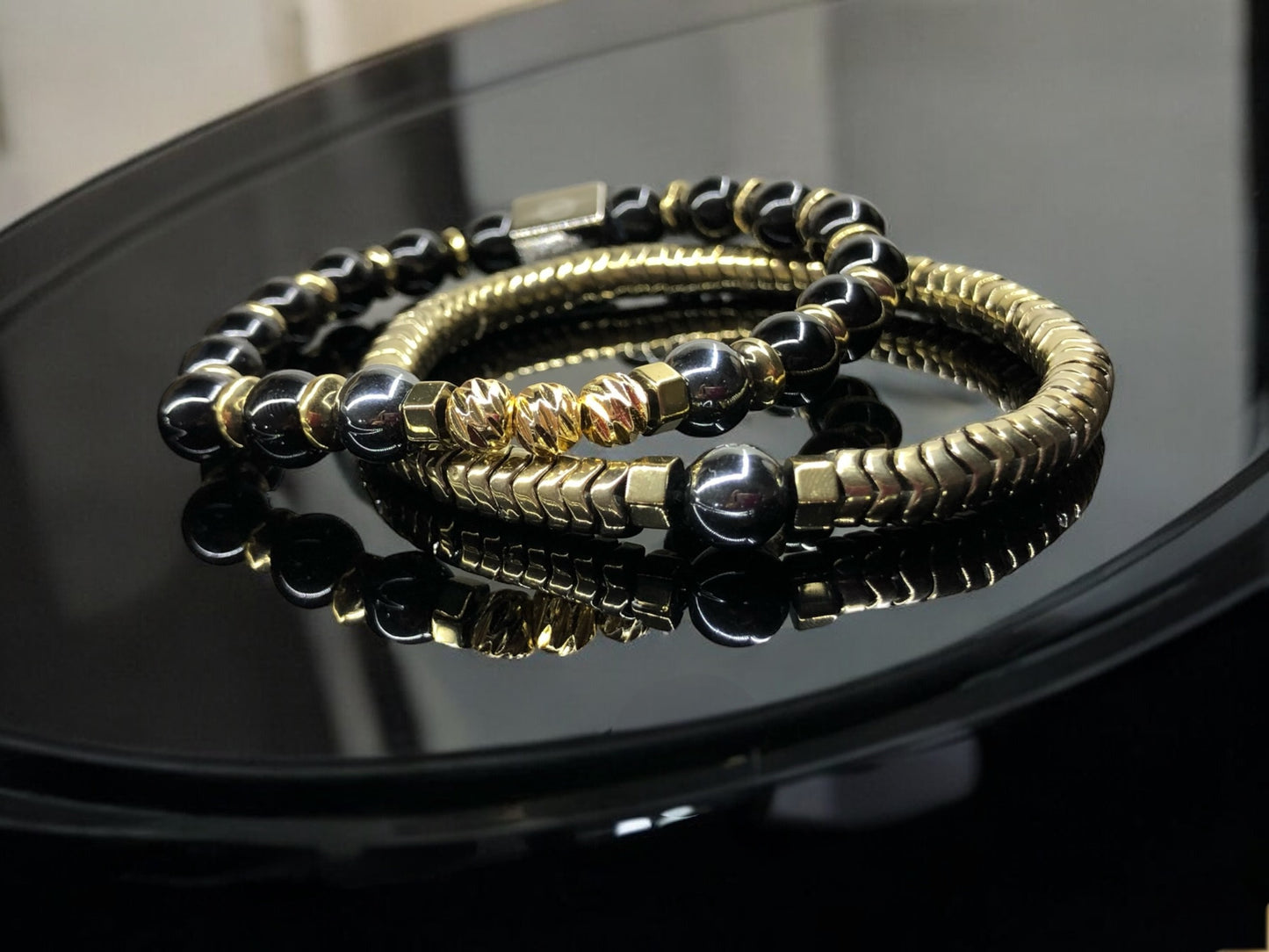 The Stellar - Black Onyx and Hematite Set Men’s Bracelet