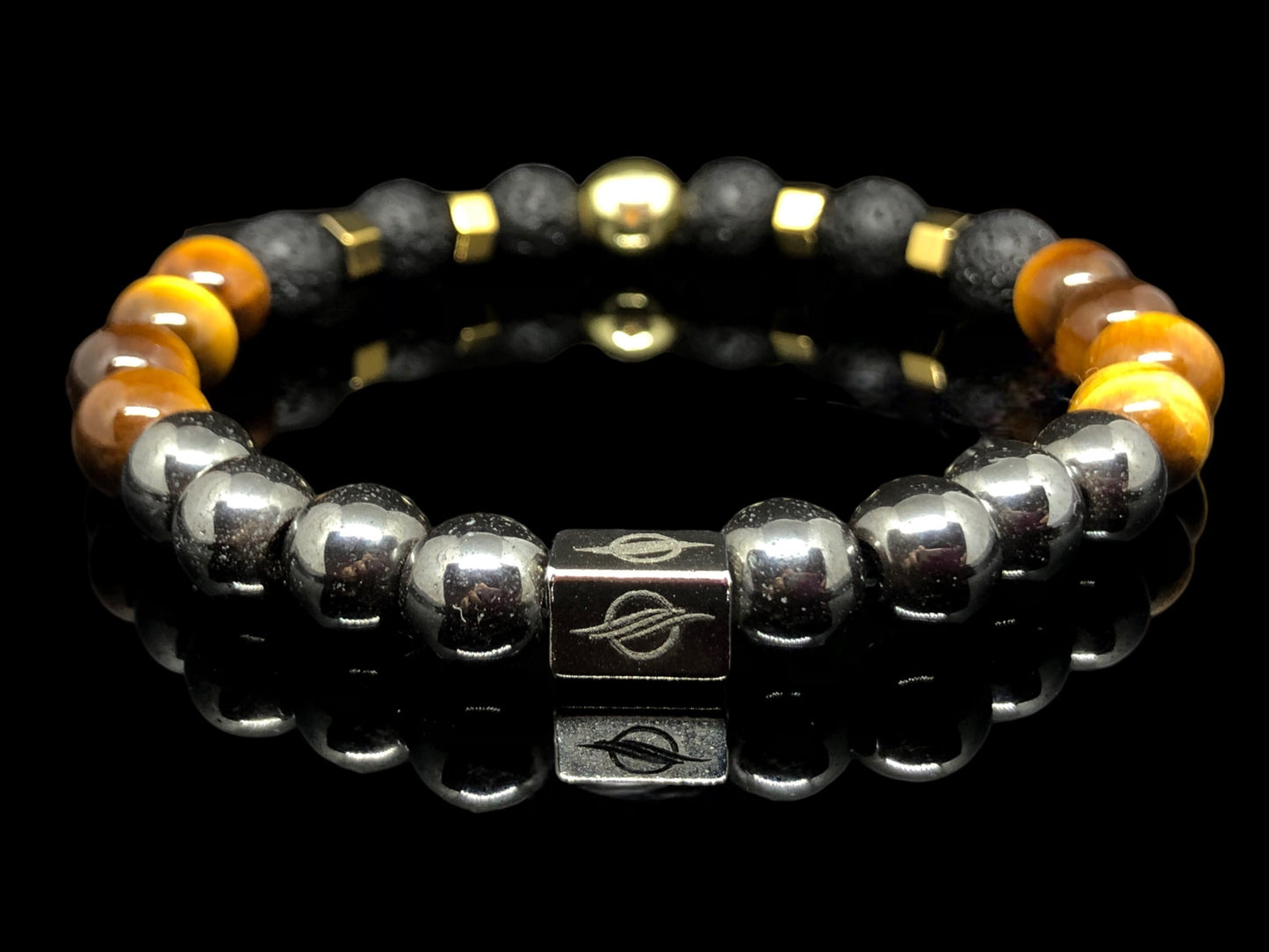 The Oak - Tiger Eye, Lava Stone and Hematite Men’s Bracelet