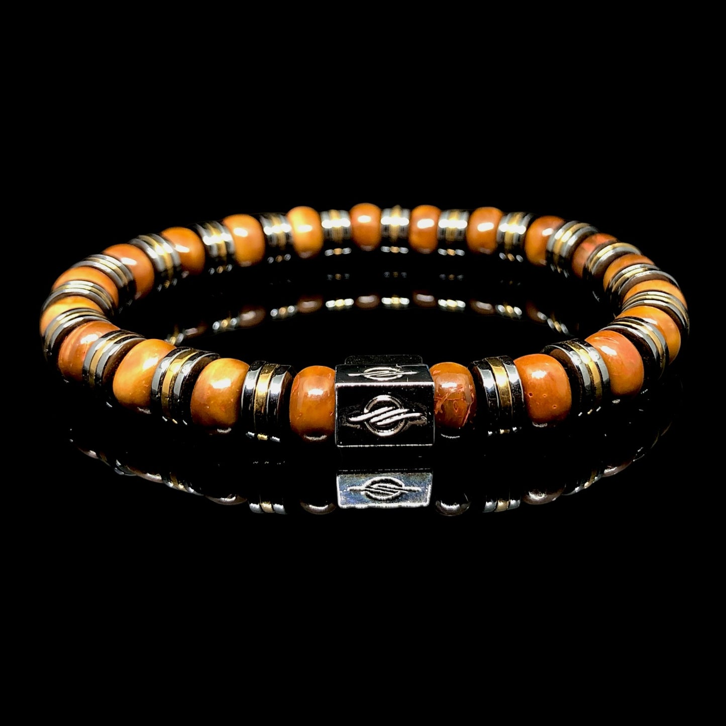 The Legend - Red Jasper and Hematite 2’li Set Men’s Bracelet