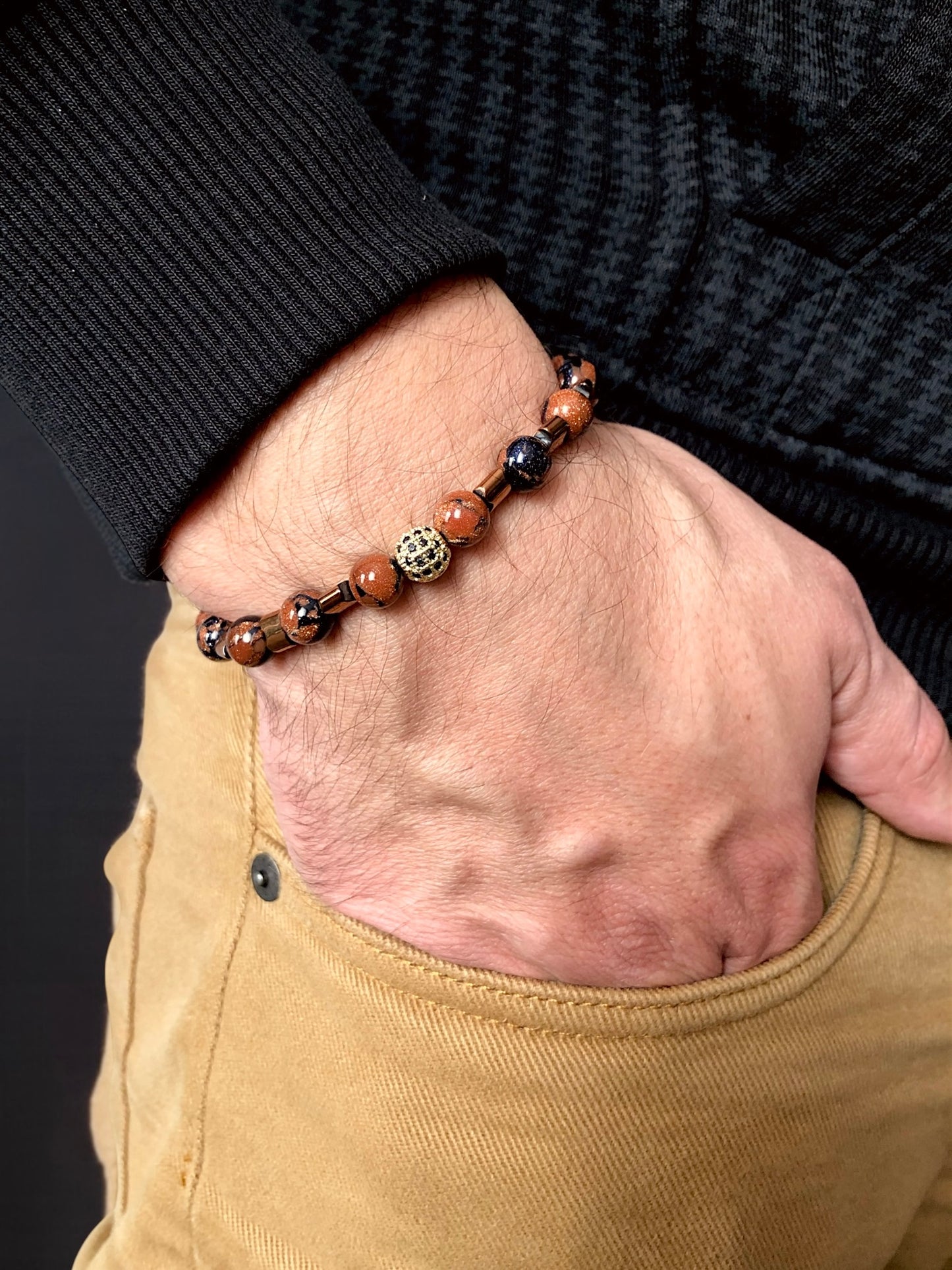 The Morgan - Murano Star Stones with Zircon Black and Gold Premium Bead