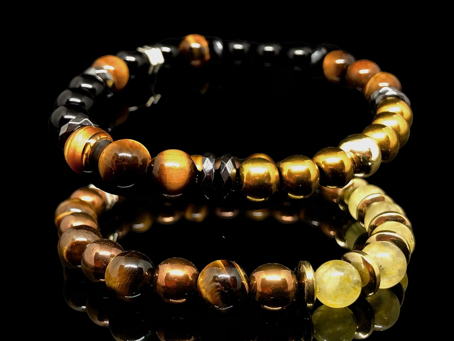 The Royale - Tiger Eye, Citrine, Black Onyx and Hematite Power Set Men’s bracelet