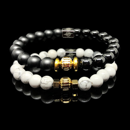 The DAY & NIGHT - Black Onyx and Howlite 2'li Men’s Bracelet