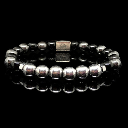 The MERCURY - Silver Hematite and Obsidian Men’s Bracelet