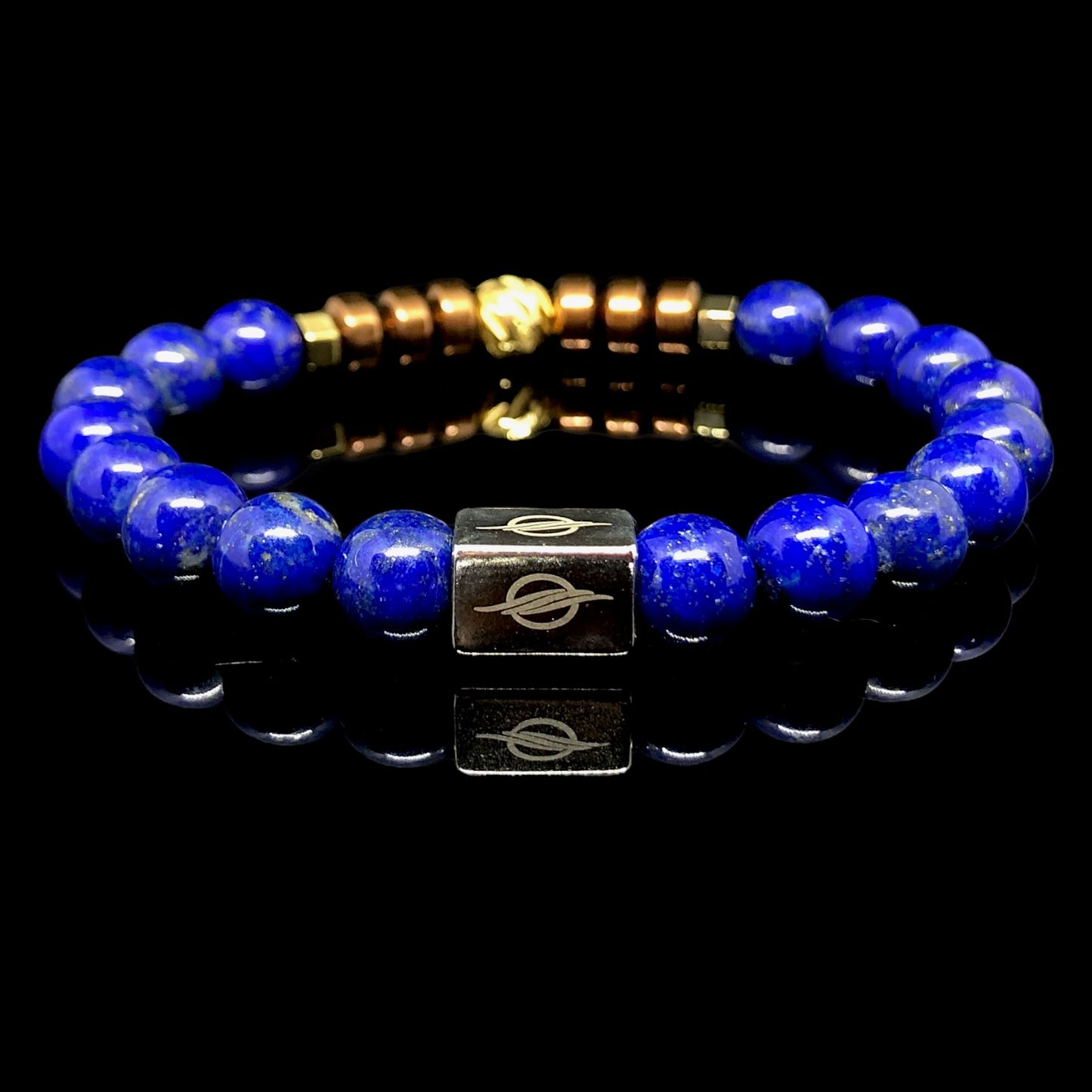 The Elite - Lapis Lazuli with Stainless Steel Bead Men’s Bracelet