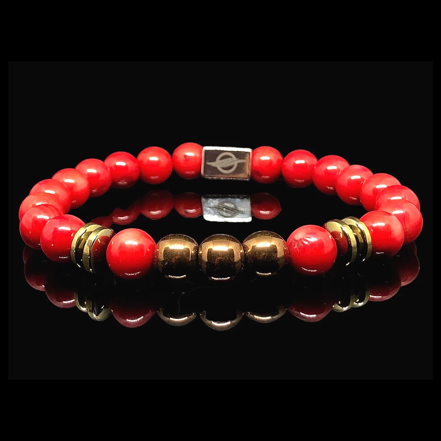 The Red - Coral and Hematite Men’s Bracelet