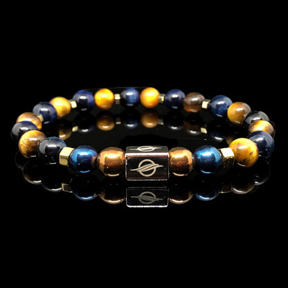 The BOSS - Blue Tiger Eye and Brown Tiger Eye Men’s Bracelet