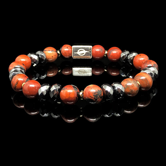 The DRAGON - Red Jasper and Hematite Men’s Bracelet