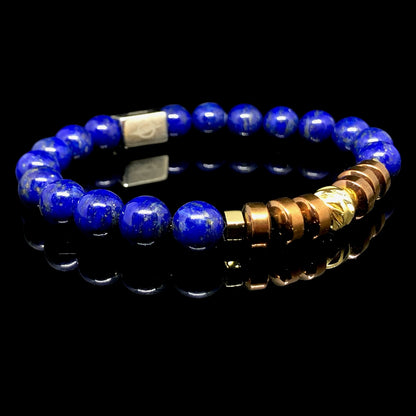 The Elite - Lapis Lazuli with Stainless Steel Bead Men’s Bracelet