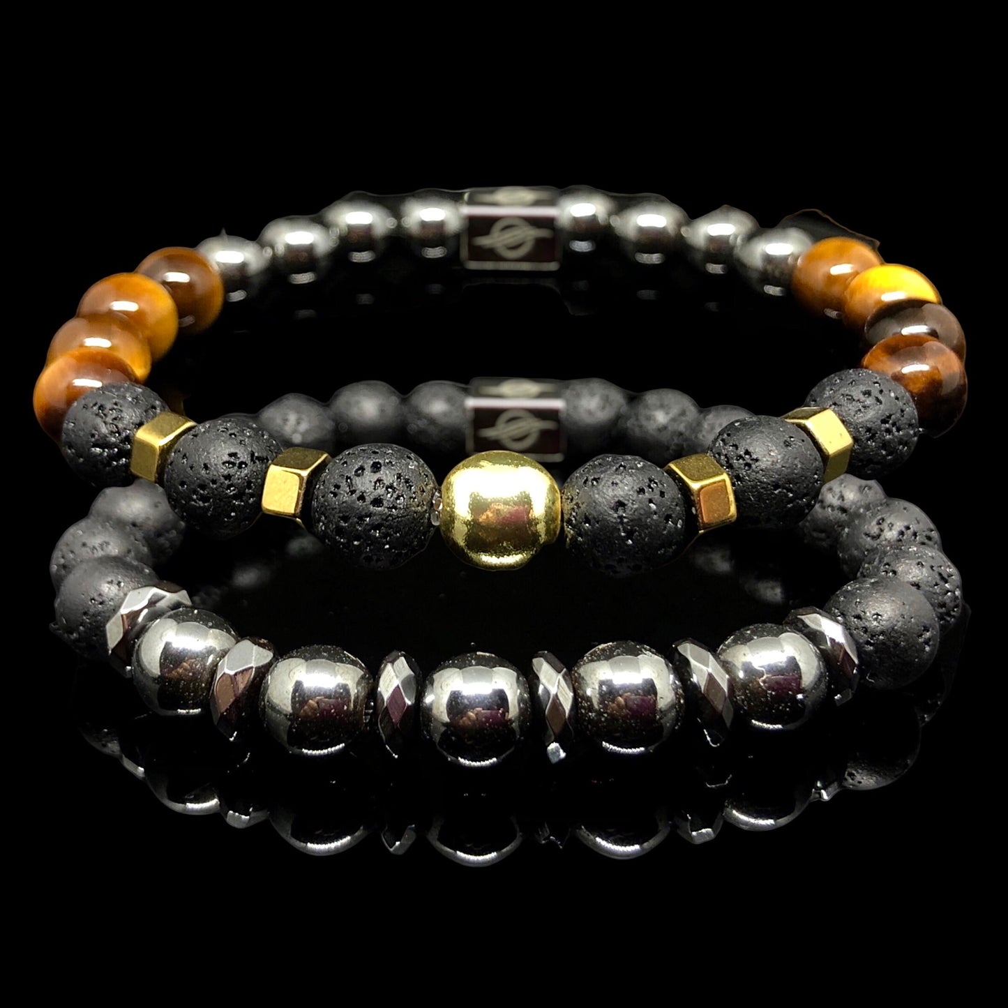 The PRIME - Lava Stone, Tiger Eye and Hematite 2’li Men’s Bracelet