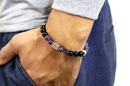 The Majestic - Amethyst and Black Onyx Men’s Bracelet