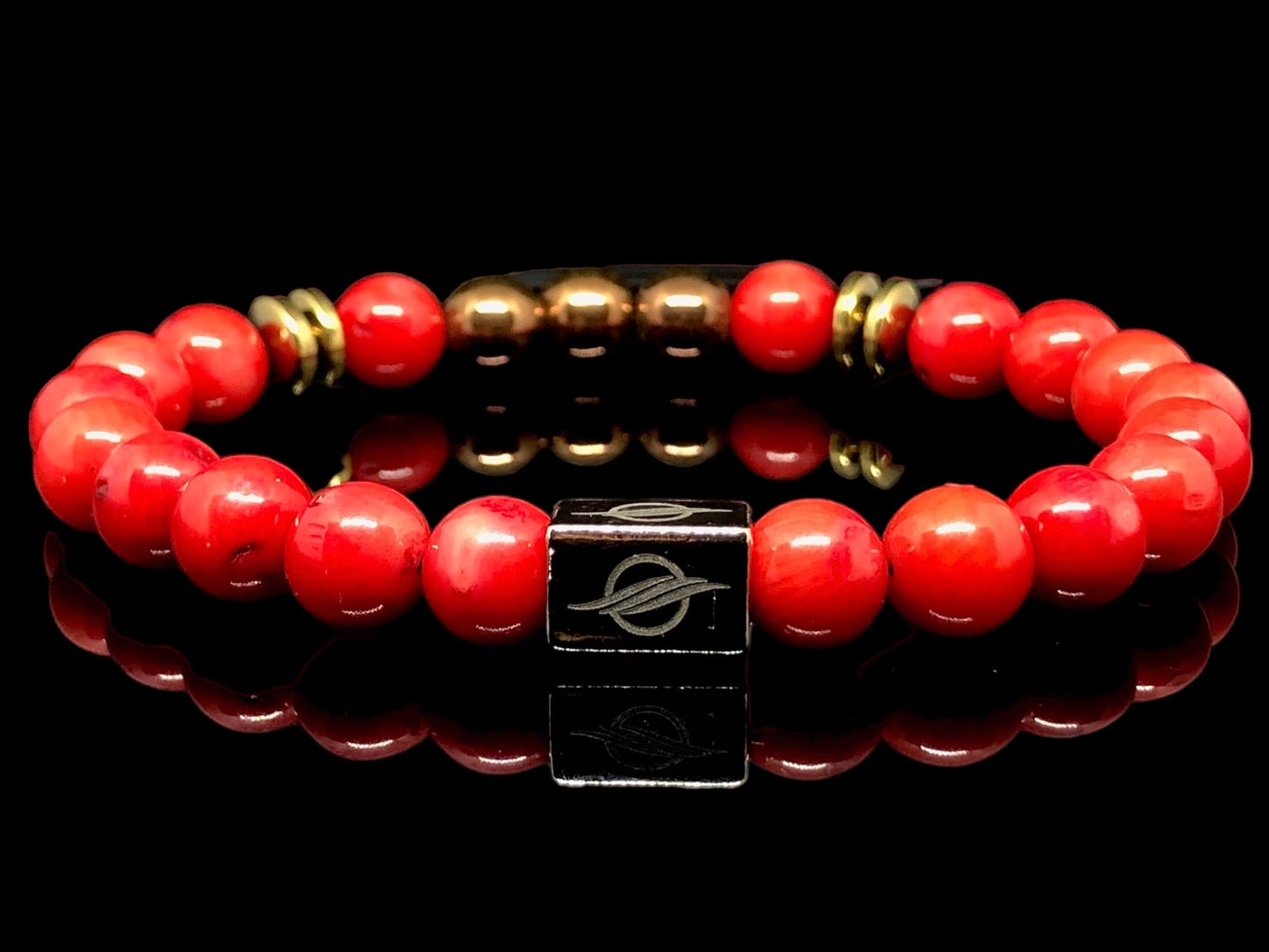 The Red - Coral and Hematite Men’s Bracelet