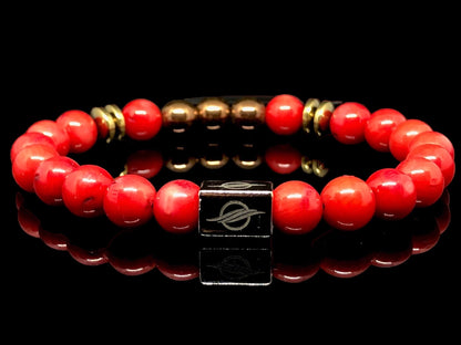 The Red - Coral and Hematite Men’s Bracelet