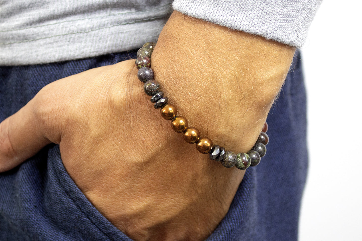 The Regal - Bloodstone and Bronze Hematite Men’s Bracelet