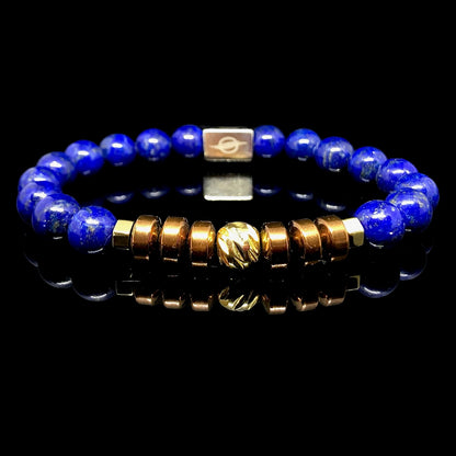 The Elite - Lapis Lazuli with Stainless Steel Bead Men’s Bracelet