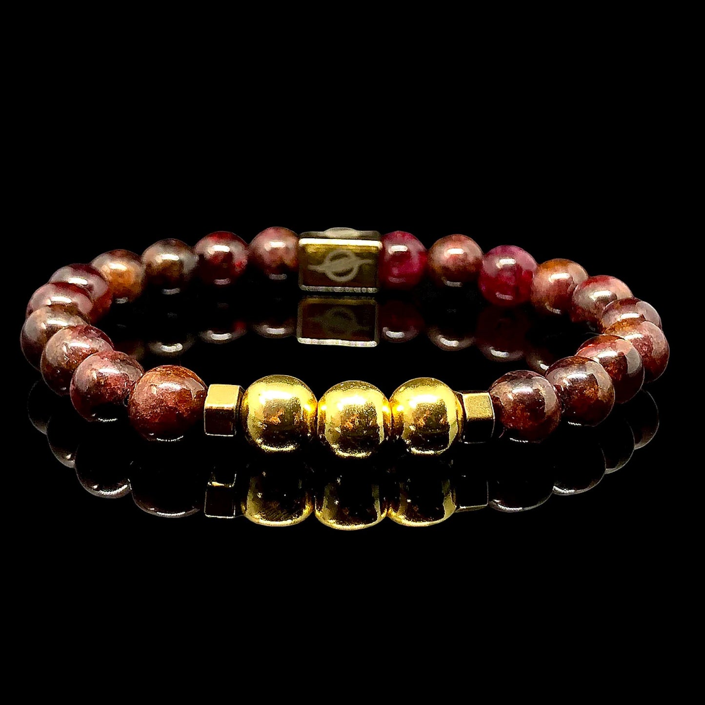 The Gallant - Garnet and Gold Hematite Men’s Bracelet