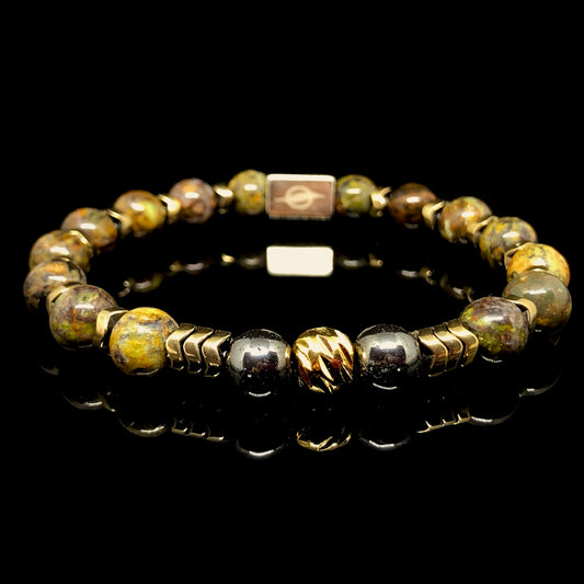 The PHOENIX - Green Opal and Hematite Men’s Bracelet