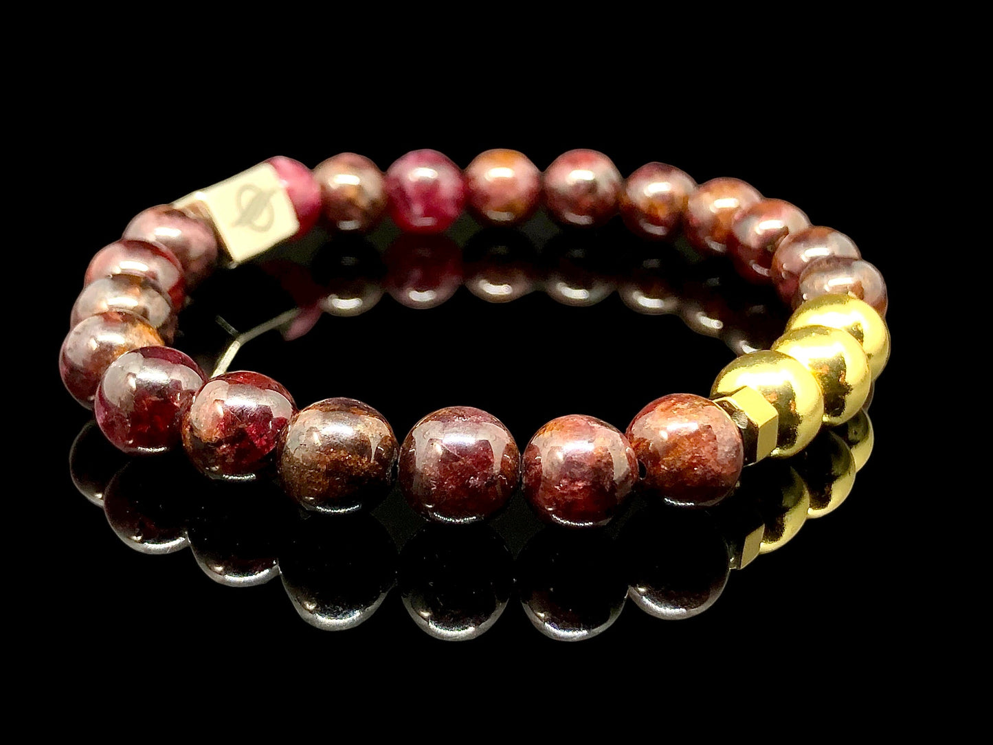 The Gallant - Garnet and Gold Hematite Men’s Bracelet