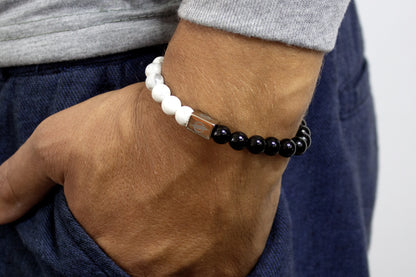 The Balance - Howlite and Black Onyx Men’s Bracelet