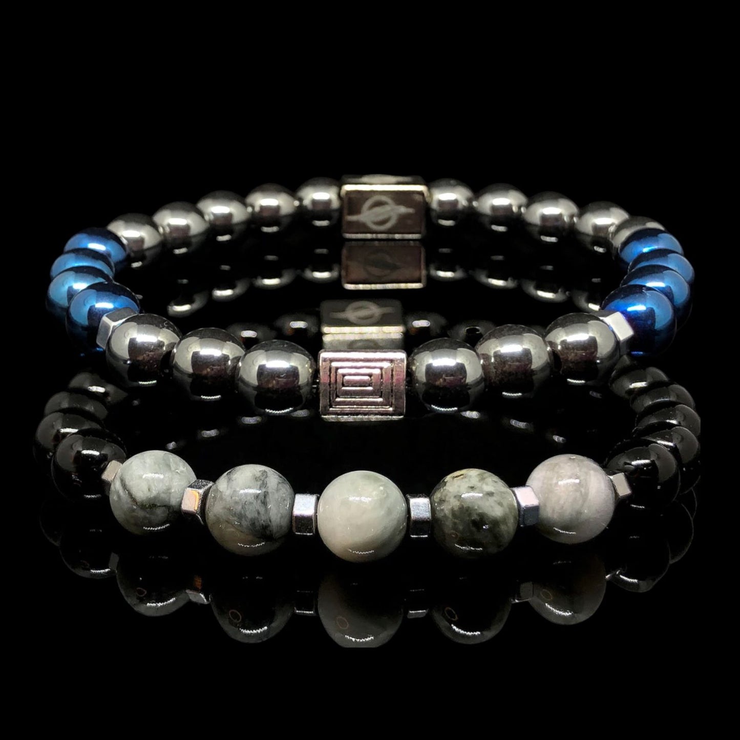 THE LUCAS - Eagle Eye, Black Onyx and Hematite Set Men’s Bracelet