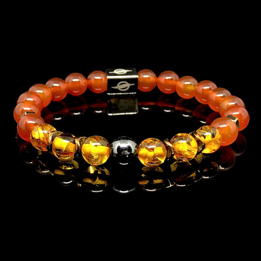 The Sun - Carnelian and Amber Men’s Bracelet