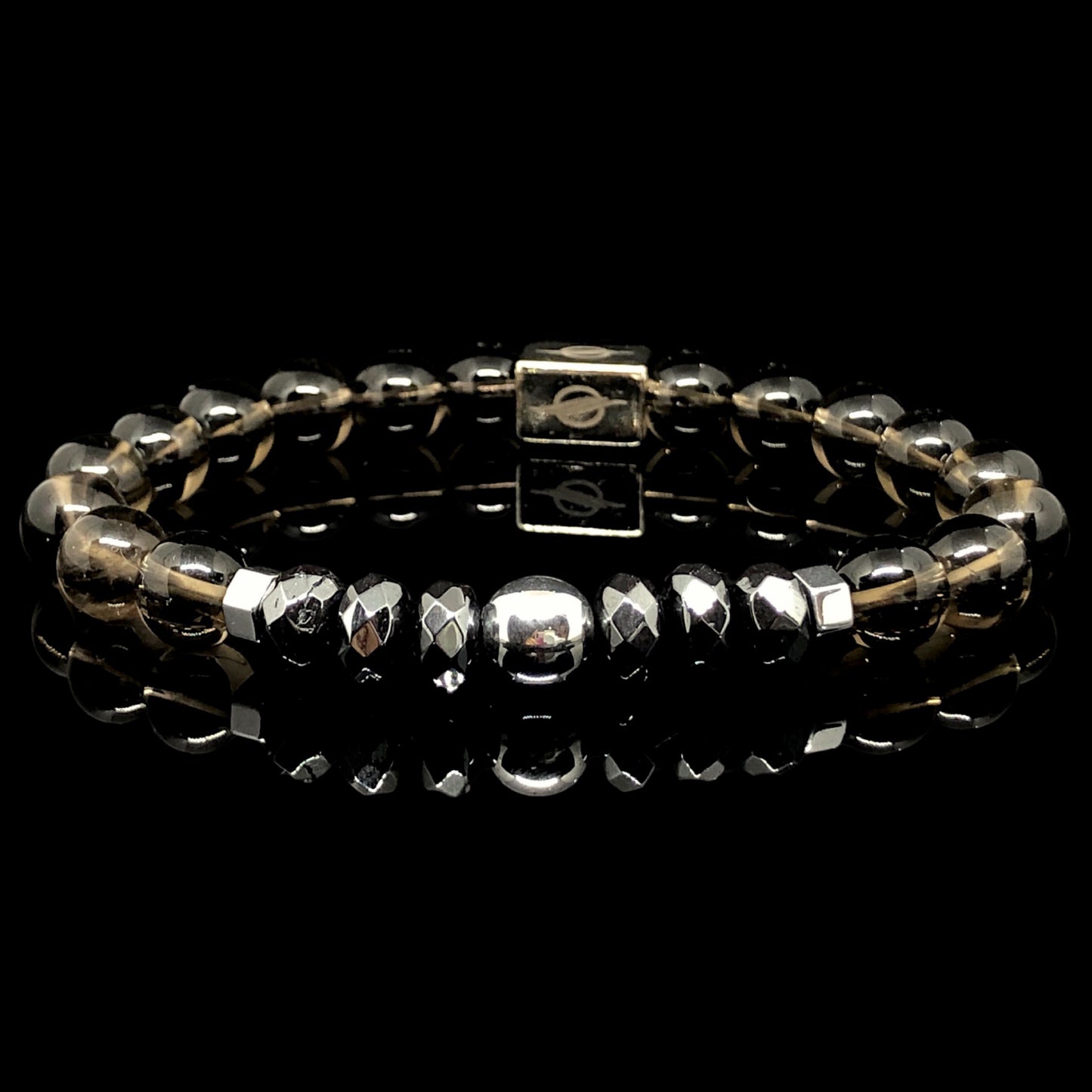 The MONARCH - Smokey Quartz and Facet Hematite Men’s Bracelet