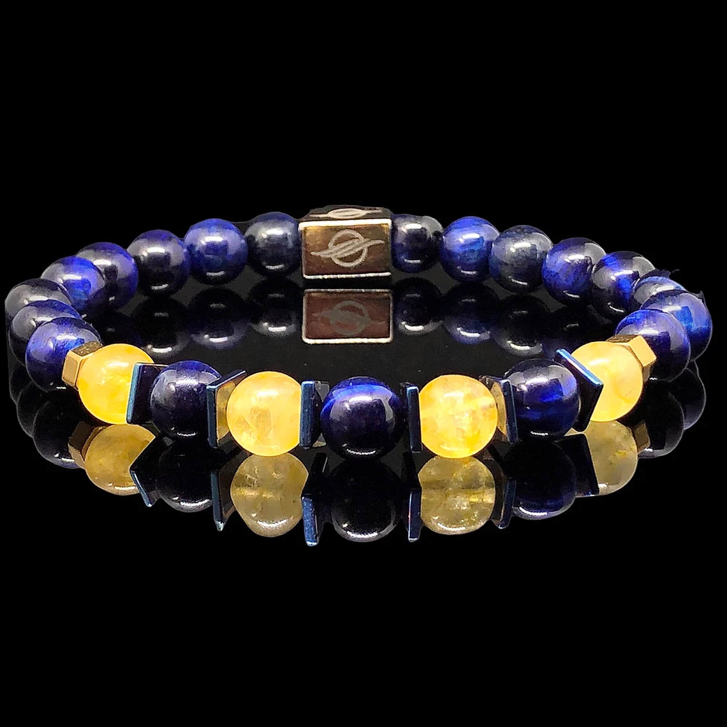 The Active - Pure Blue Tiger Eye and Citrine Men’s Bracelet