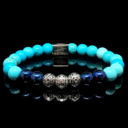 The Humble - Turquoise and Blue Hematite Men’s Bracelet