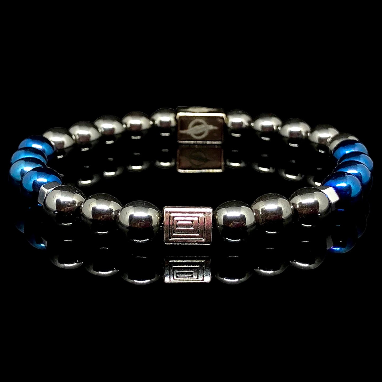 The Knight - Black and Blue Pure Hematite Men’s Bracelet