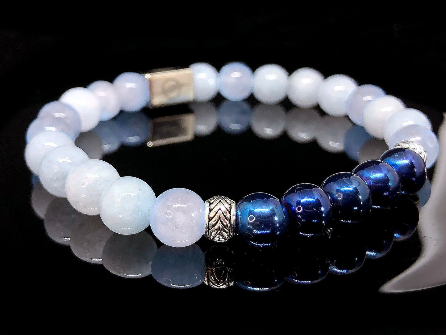 The Blue Grace - Aquamarine and Blue Hematite Men’s Bracelet