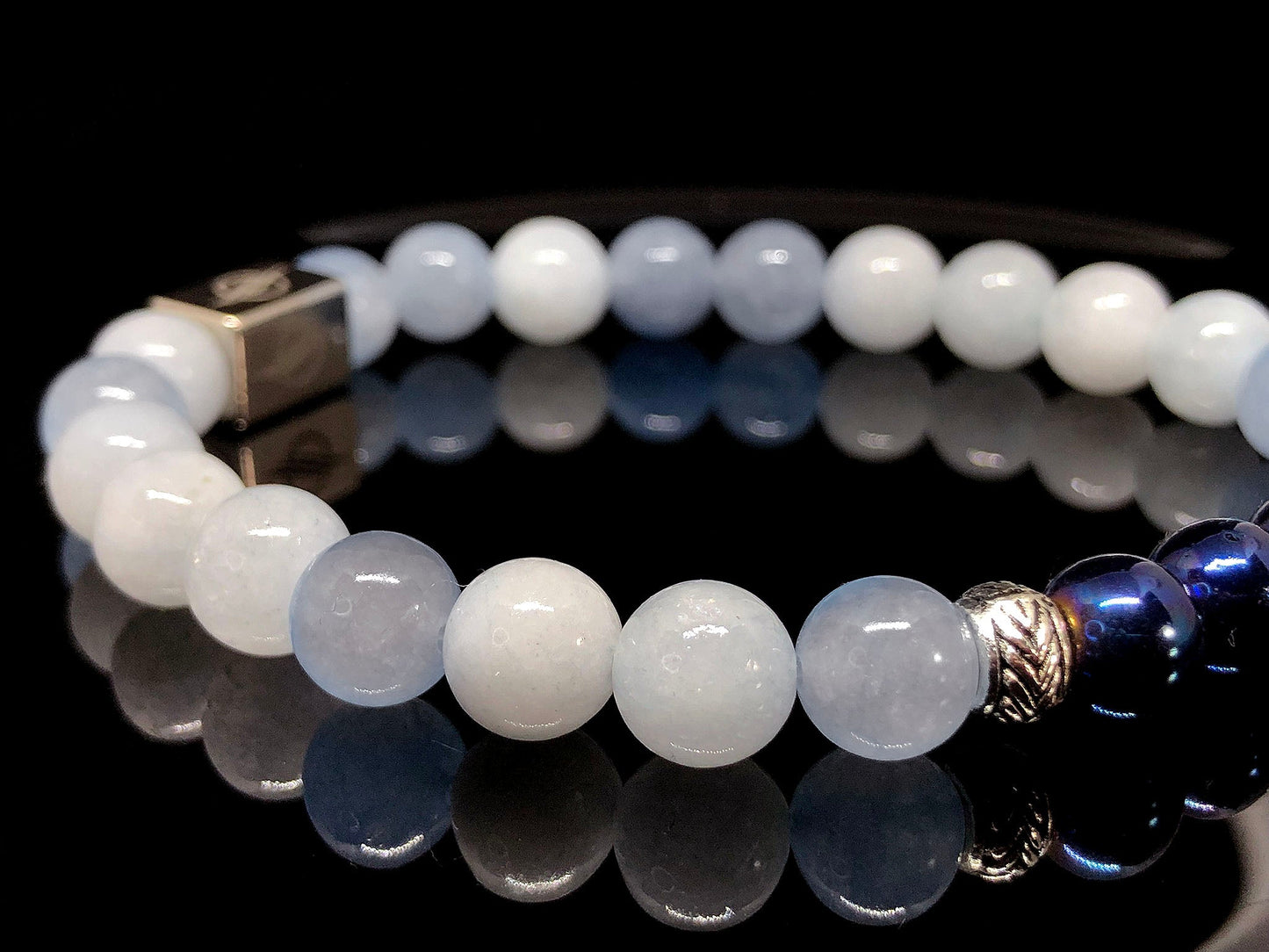 The Blue Grace - Aquamarine and Blue Hematite Men’s Bracelet