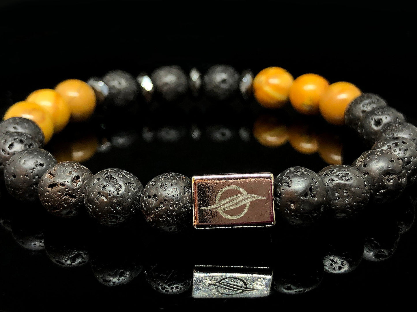 The Fearless - Lava Stone and Wood Jasper Men’s Bracelet