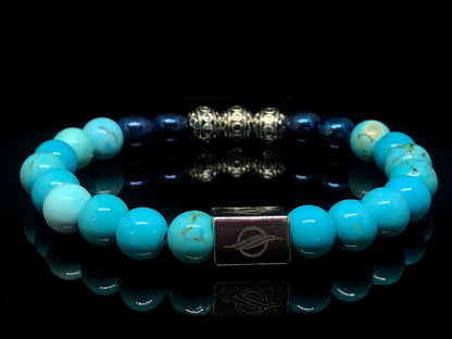 The Humble - Turquoise and Blue Hematite Men’s Bracelet