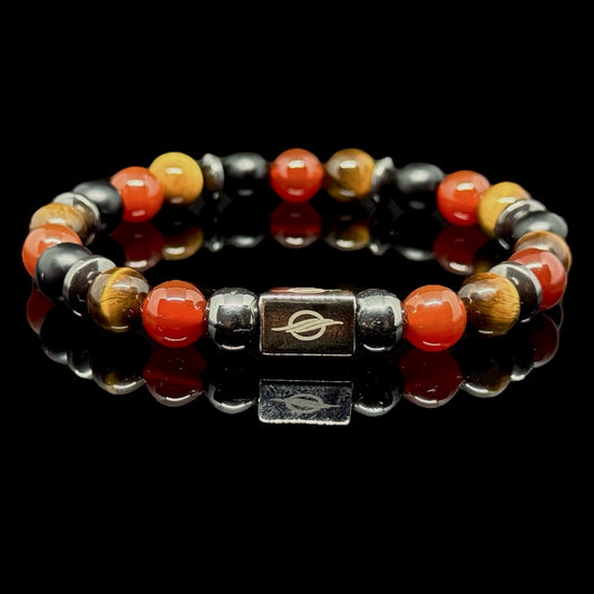 The Rustic - Tiger Eye, Red Agate and Matt Black Onyx Men’s Bracelet