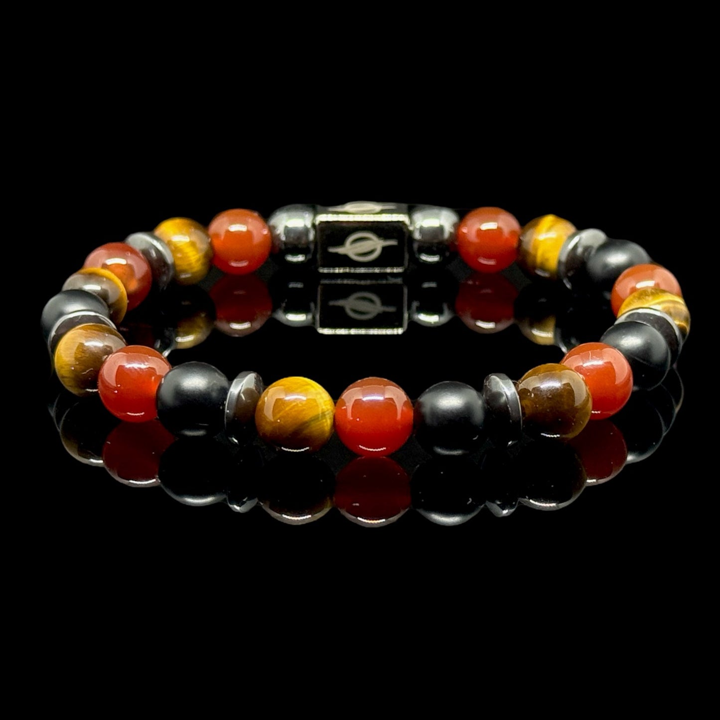 The Rustic - Tiger Eye, Red Agate and Matt Black Onyx Men’s Bracelet