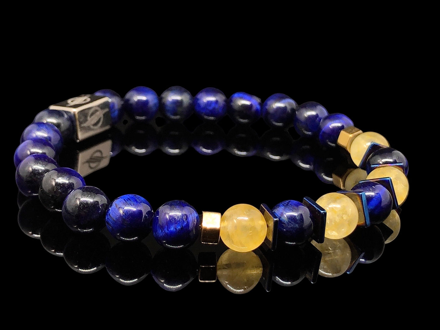 The Active - Pure Blue Tiger Eye and Citrine Men’s Bracelet