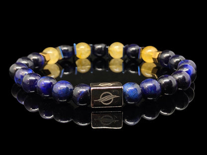 The Active - Pure Blue Tiger Eye and Citrine Men’s Bracelet