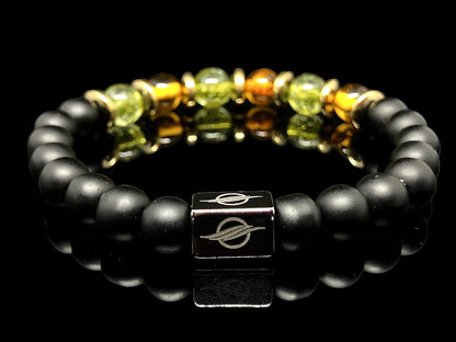 The Emperor - Matt Black Onyx, Amber, and Peridot Men’s bracelet