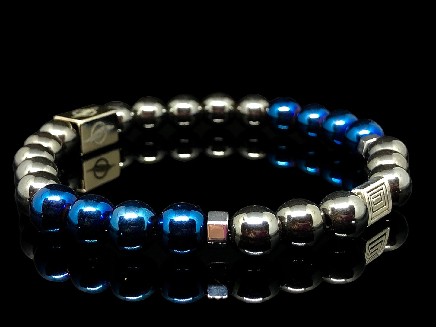 The Knight - Black and Blue Pure Hematite Men’s Bracelet