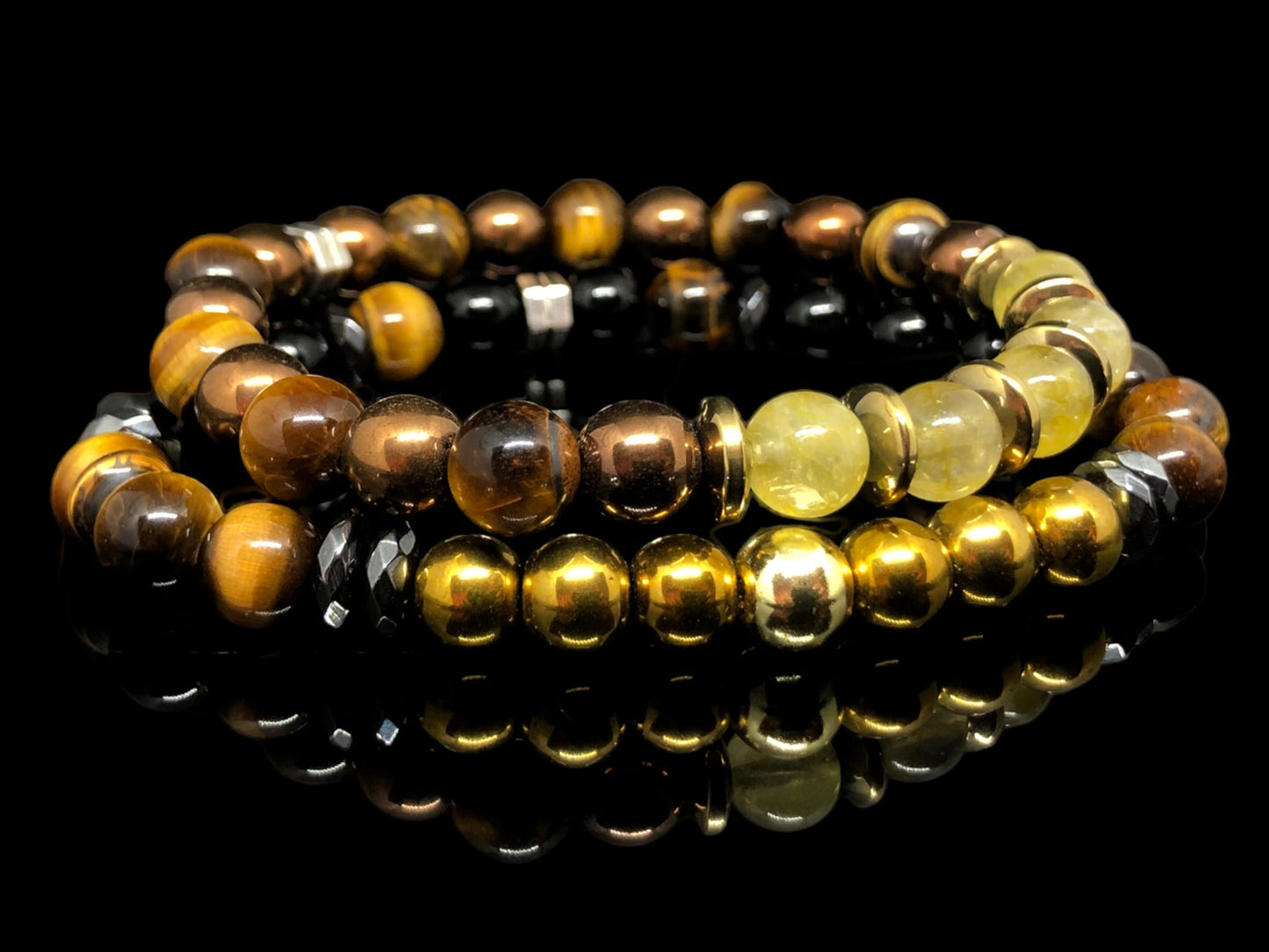 The Royale - Tiger Eye, Citrine, Black Onyx and Hematite Power Set Men’s bracelet