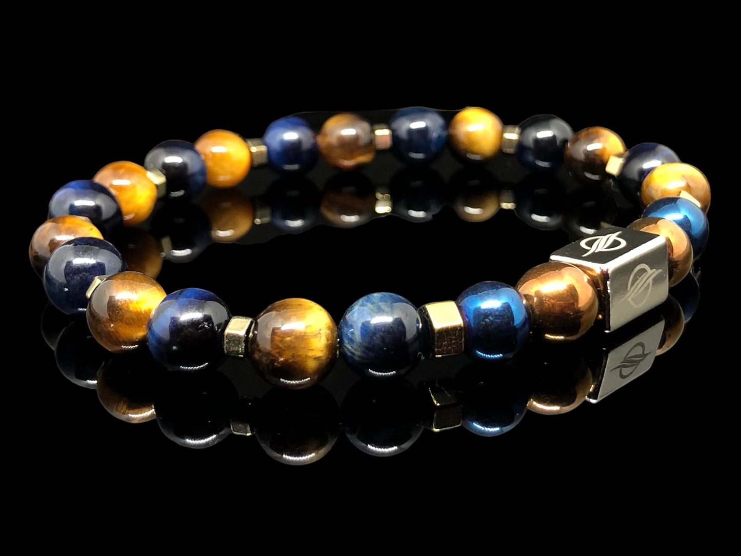 The BOSS - Blue Tiger Eye and Brown Tiger Eye Men’s Bracelet