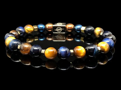 The BOSS - Blue Tiger Eye and Brown Tiger Eye Men’s Bracelet