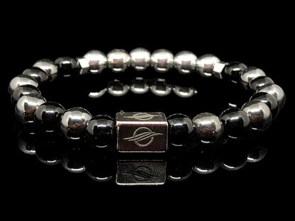 The MERCURY - Silver Hematite and Obsidian Men’s Bracelet