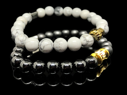 The DAY & NIGHT - Black Onyx and Howlite 2'li Men’s Bracelet