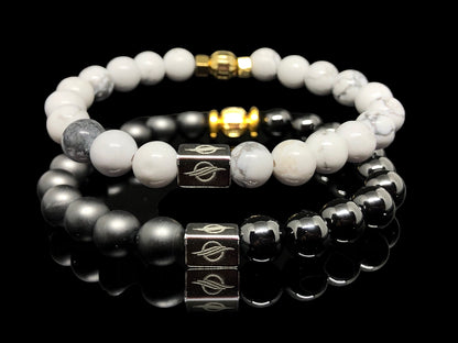 The DAY & NIGHT - Black Onyx and Howlite 2'li Men’s Bracelet