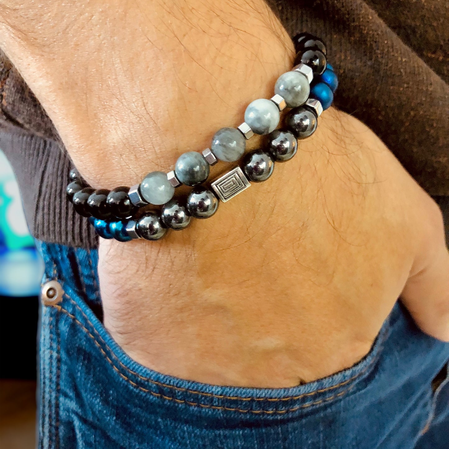 THE LUCAS - Eagle Eye, Black Onyx and Hematite Set Men’s Bracelet