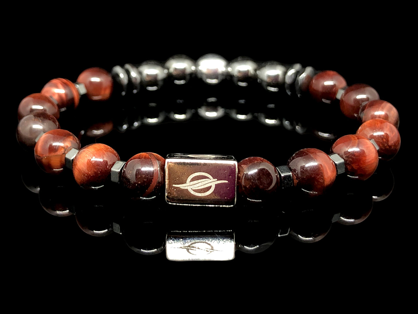 The GAMBIT - Red Tiger Eye and Black Hematite Men’s Bracelet