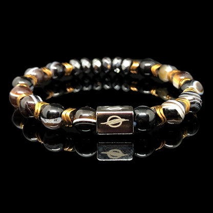 THE LOGAN - Black Eye Agate with Facet-Cut Hematite Men’s Bracelet