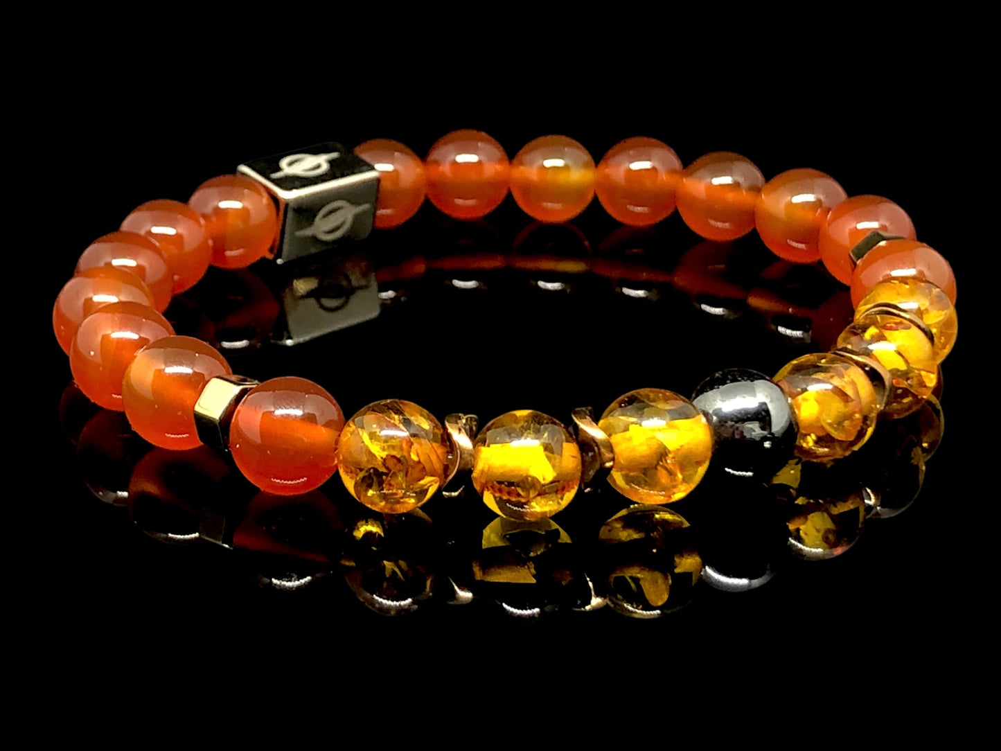 The Sun - Carnelian and Amber Men’s Bracelet