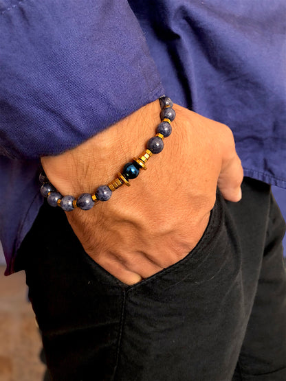 The NORTH - Blue Sapphire Men's Beaded Bracelet