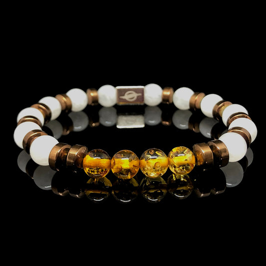 The LUNAR - Moonstone, Amber with Bronze Hematite Men’s Bracelet